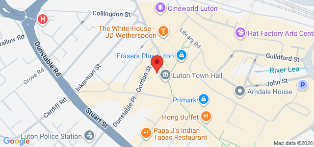 Map showing Ramsays Wings N Tings in Luton